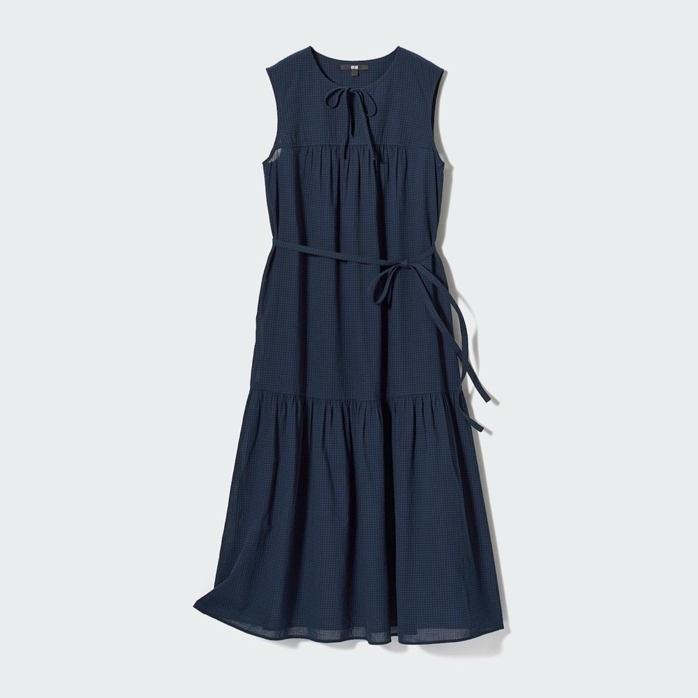 Uniqlo Dark Blue Sleeveless Midi Dress
